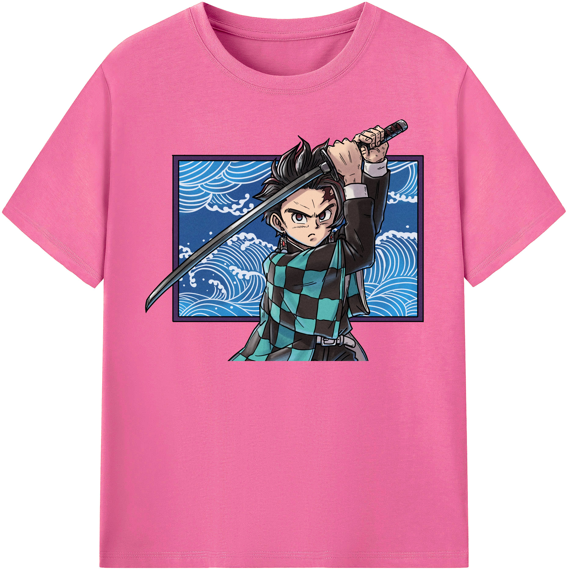 （画像用） 鬼滅の刃 竈門 炭治郎／かまど たんじろう Kamado Tanjirou レディースカジュアルプリントTシャツ（綿100％）